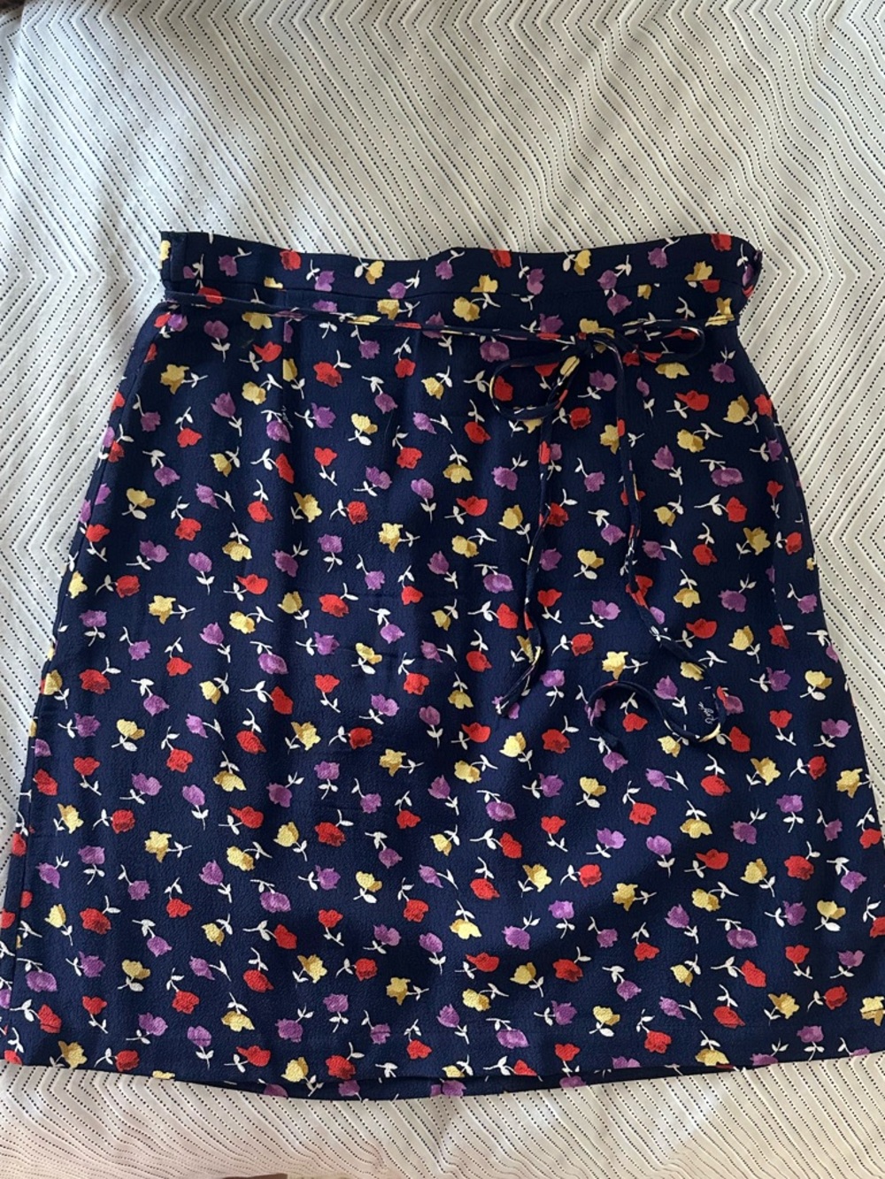 Rouje Navy Floral Tie-Waist Skirt